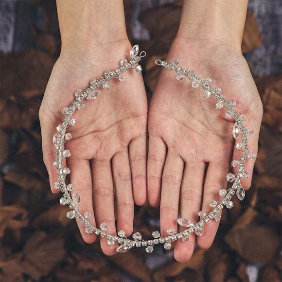 Crystal Bride Wedding Hair Vine Silver Rhinestone Boho Accessories Bridal main image 8